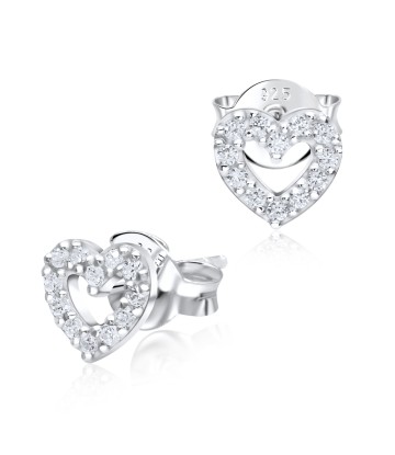 Stunning CZ Heart Designed Silver Ear Stud STS-3271